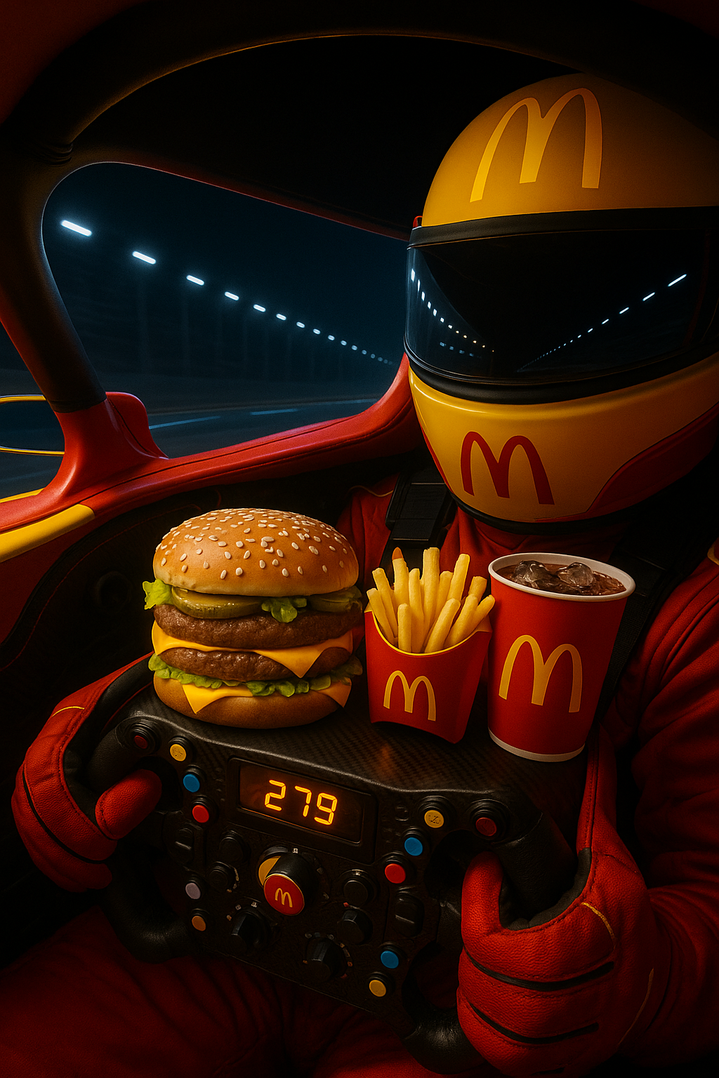 F1 McDonald's Cockpit View - Combo meal no cockpit de um carro de F1